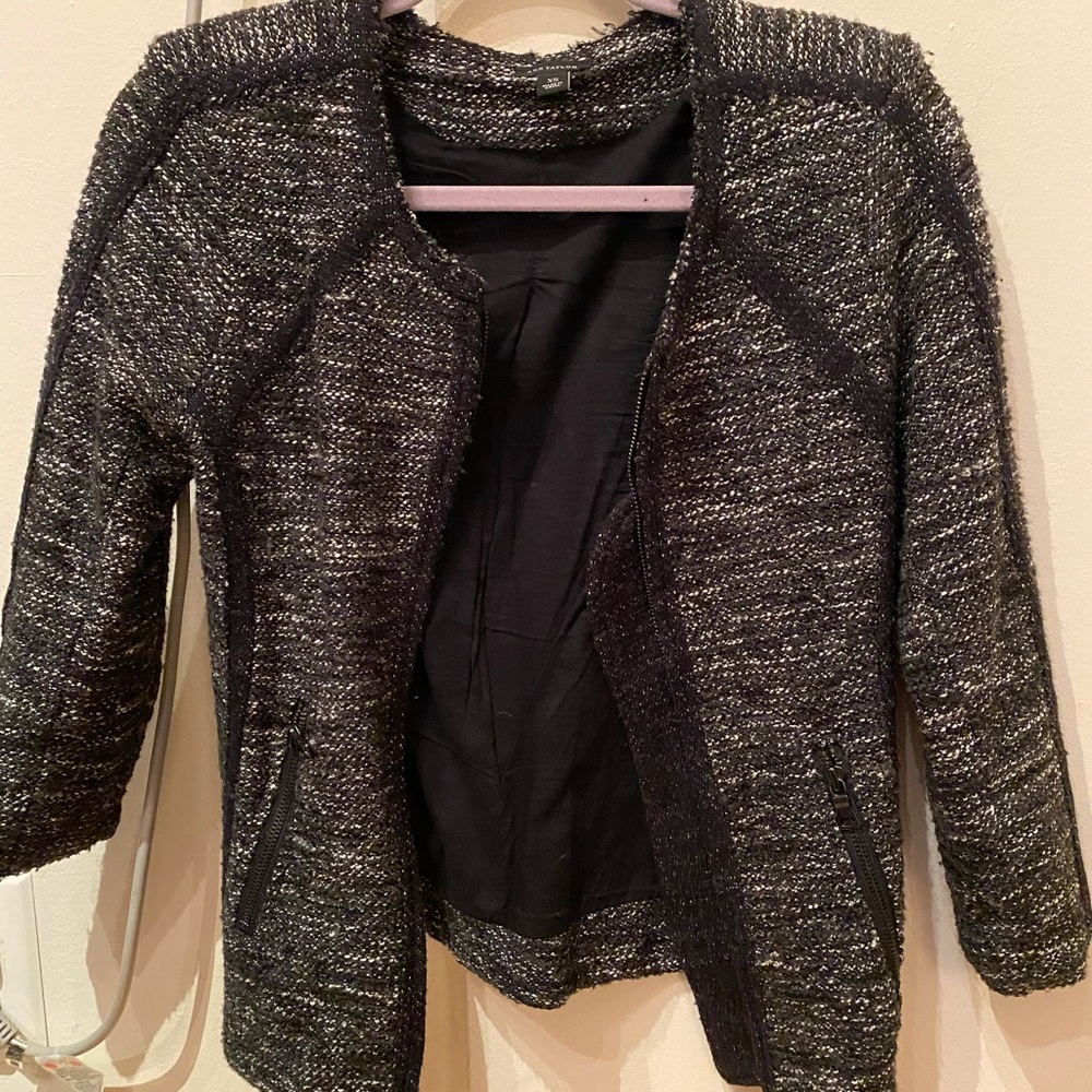 Grey tweed structured cardigan